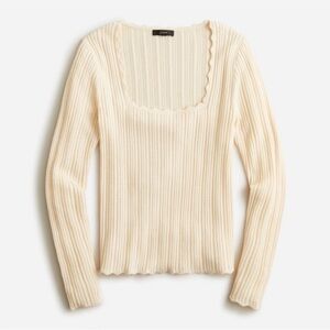 J. Crew Ivory Ribbed Knit Top